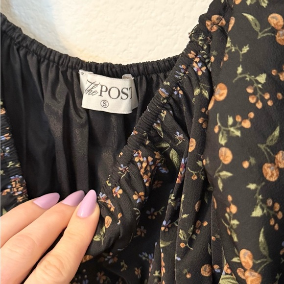 THE POST Anthro Fall Floral Bubble Sleeve Flared Mini Dress- Size Small - Picture 7 of 12